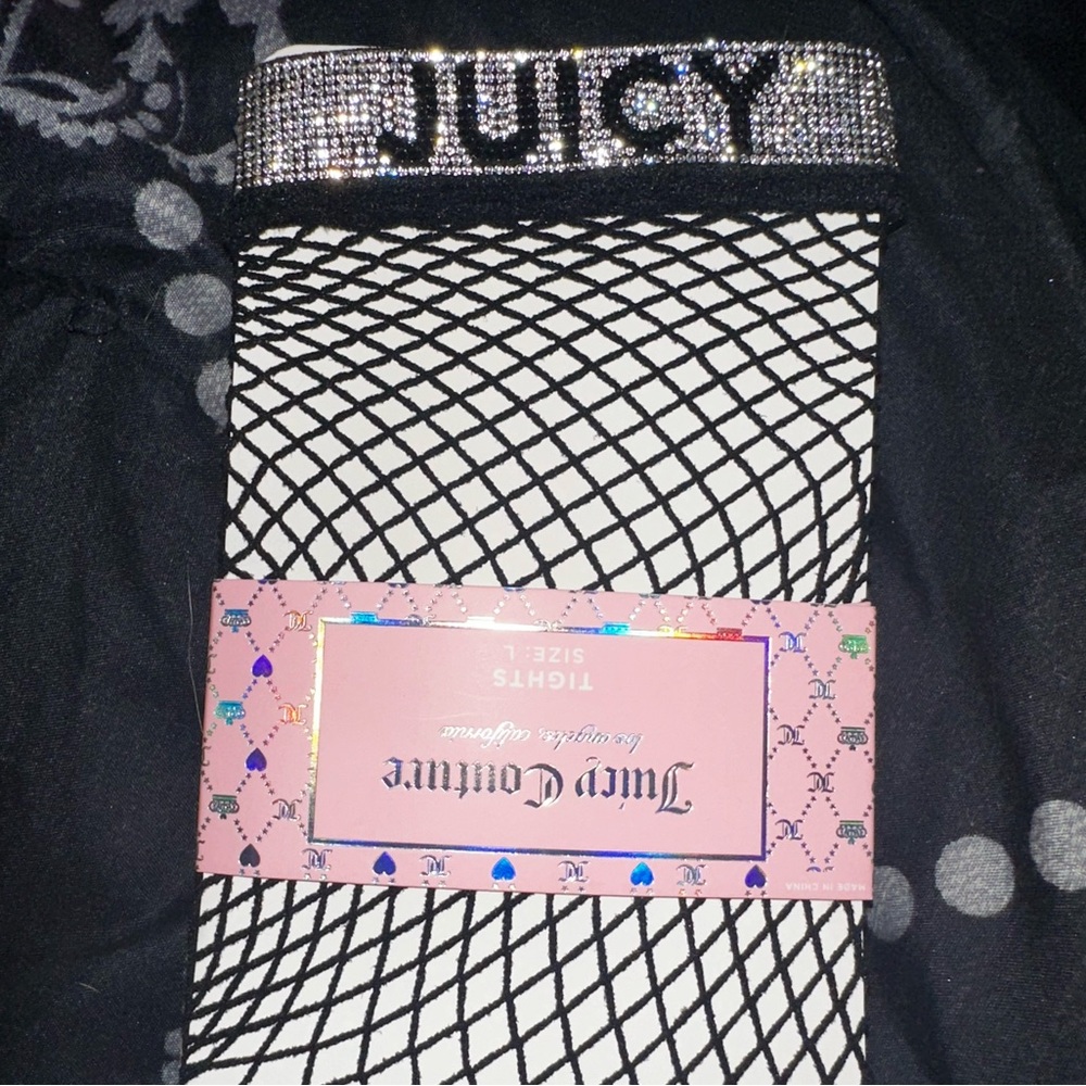 Juicy Couture rhinestone fishnet tights